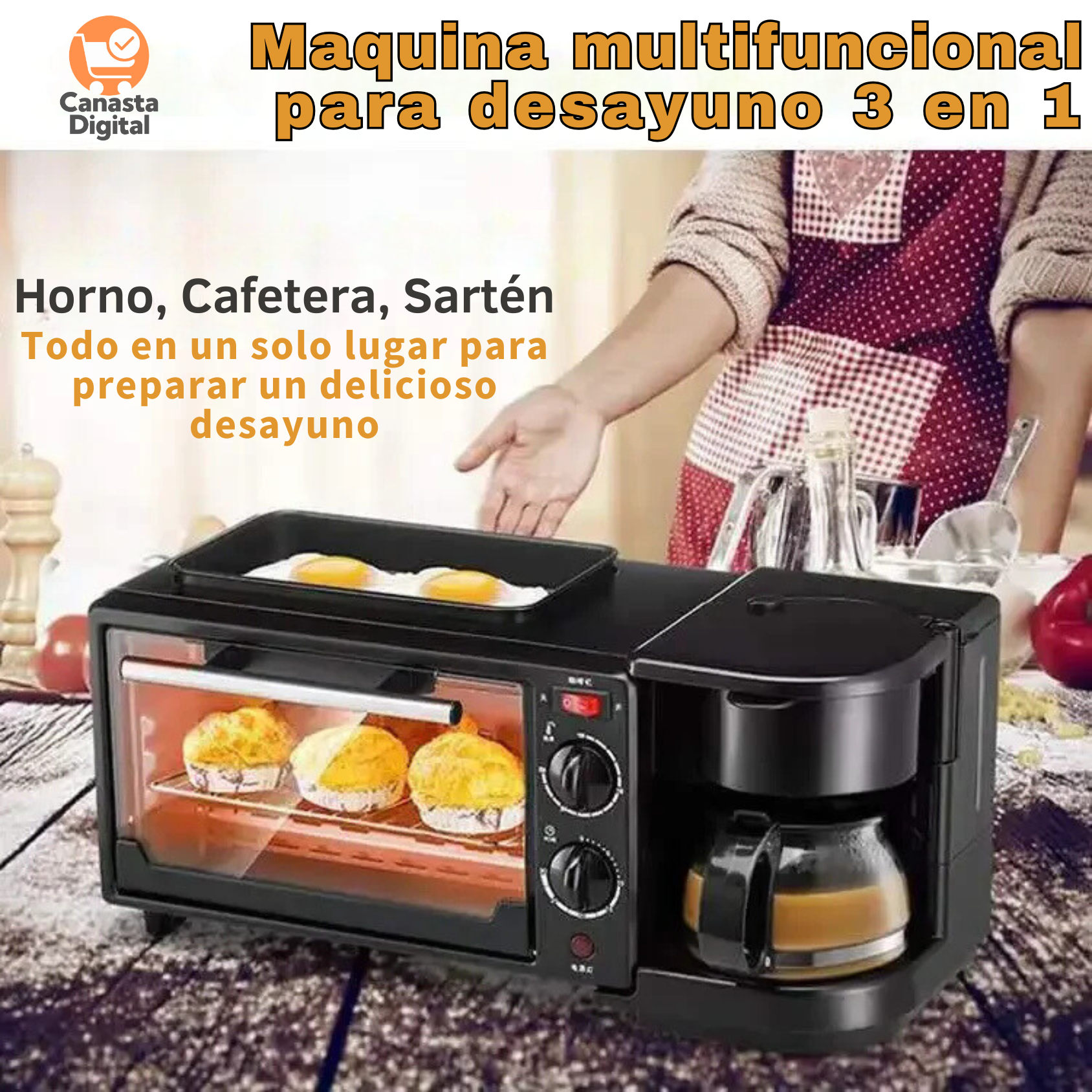 Maquina multifuncional para desayuno 3 en 1